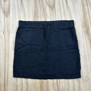 Allen Allen‎ Women's Petite Large Black Linen Skirt Casual Summer